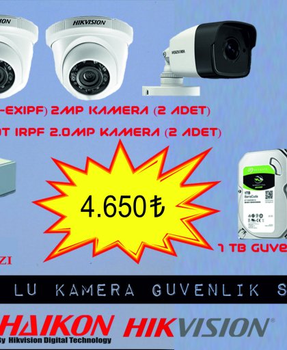 4 Lü IR  Dome Karma Kamera Güvenlik Paketi