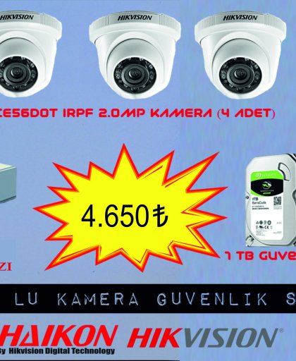  4 Lü Dome Güvenlik Kamera Paketi